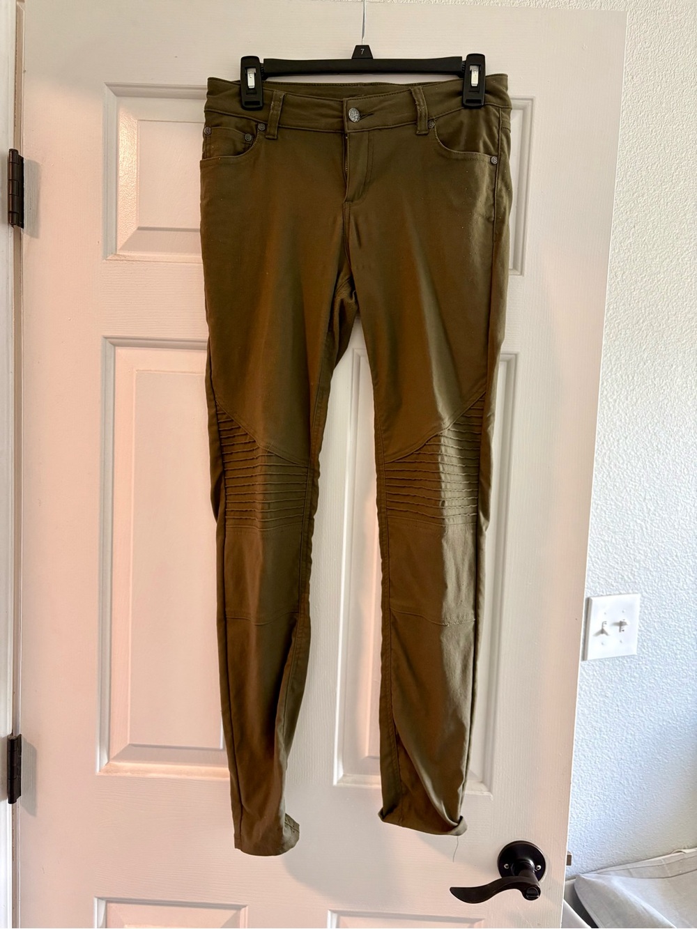 Prana Olive Green Moto-Style Stretch Chinos